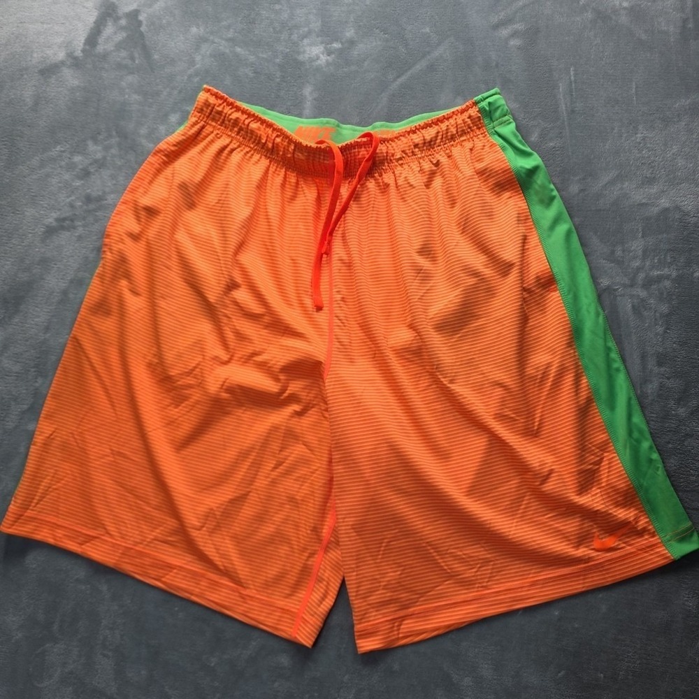 Nike Dri-fit Basketball Shorts Men's Size US XL Neon Orange Stripe Neon‎ Green